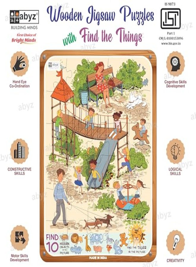 ABYZ Wooden Jigsaw Puzzle - Fun Time at Playground Playset for Educational & Little Explorers, 30-Pieces & Pack of 5 Fun Games with Multicolor | Birthday Gift for (3-6 Year) Age Kids. - Image 4